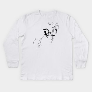 Japanese painting silhouette Kids Long Sleeve T-Shirt